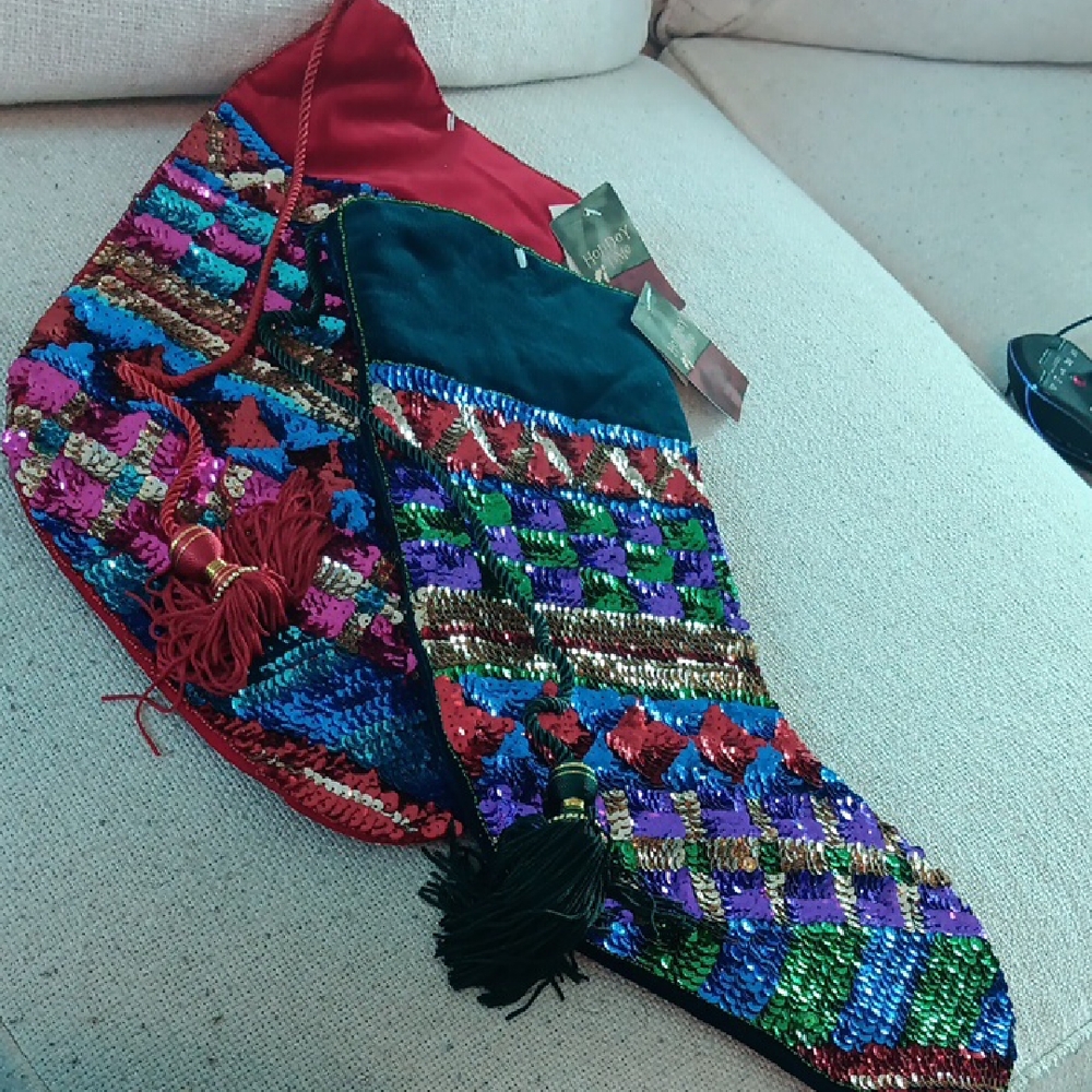 Vintage Holiday Time Red and Green Christmas Stockings